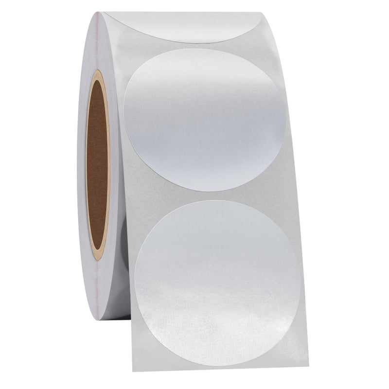 Hybsk 1.5 Inch Blank Color Coding Labels Inventory Management Home Organization Target Pasters for Shooting 500 Adhesive Stickers Per Roll (Silver Foil) - Image 3